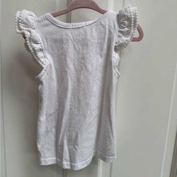 Tahari 3T Girls White Short Sleeve Tee Shirt Blouse with Ruffled Sleeves - Picture 5 of 6